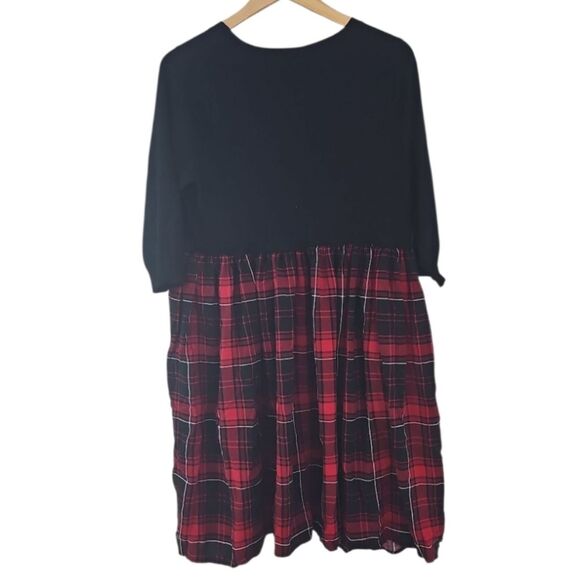 Torrid Plaid Challis to Knit Dress Plus Sz 2X Holiday Mini Dress NWOT Pockets - Picture 2 of 15